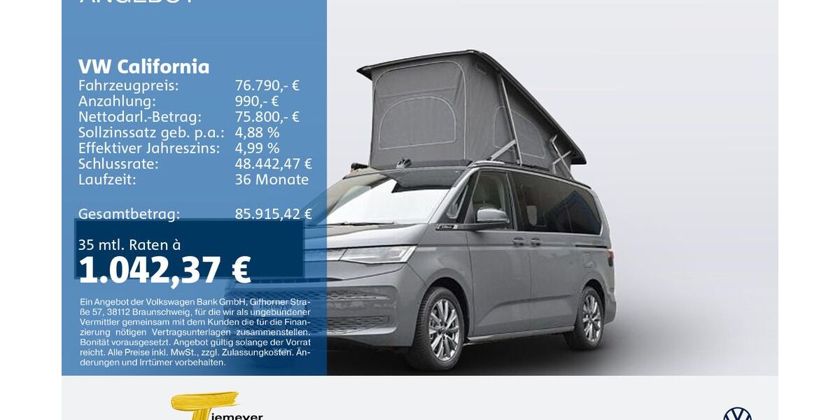 VW T7 California 13.250 km 71.660 &euro; Bochum 44892