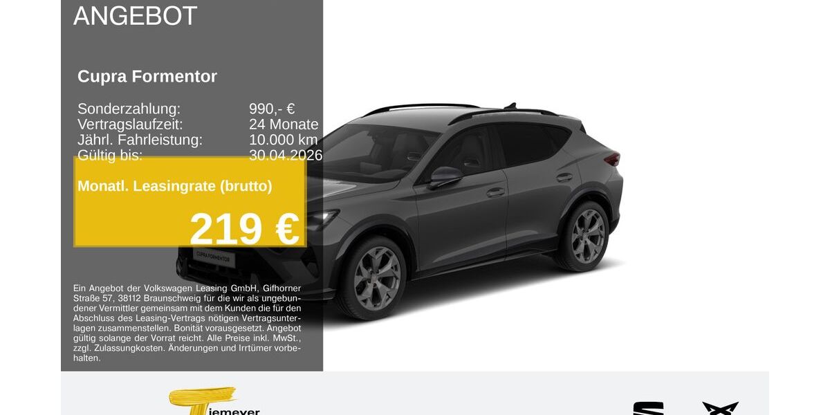 Cupra Formentor 23.130 km 33.940 &euro; Gelsenkirchen OT Beckhausen 45899