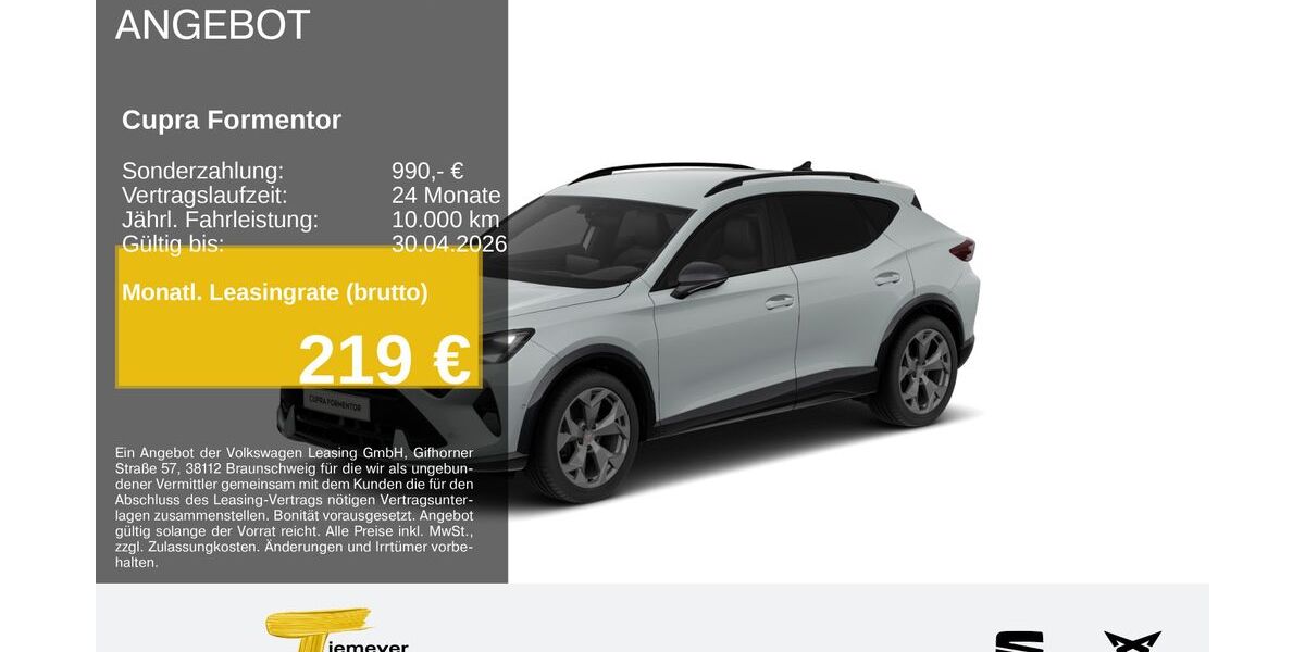 Cupra Formentor 18.133 km 33.150 &euro; Bochum 44809